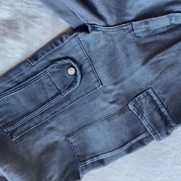 NWT Winnie New York Black Faded Denim Cargo Pants - Picture 10 of 10